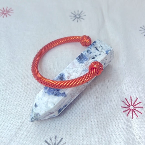 Orange 🍊 Twisted Cable Bangle Cuff Bracelet Fancy - Picture 3 of 7